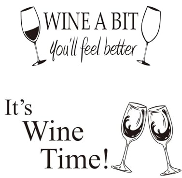 2 Pieces of Wine Glass Letter Wall Stickers, Creative Personality, Famous Quote Stickers, DIY Wall Art Decoration, Suitable for Kitchen Living Room Bar.