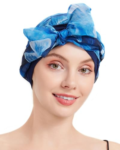 FADACHY Chemo Headwear for Women Long Chiffon Head Scarf Fashion Chemo Cap Turban for Cancer Chemotherapy Patients & Hair Loss