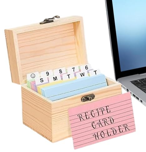 SVCEQZE Caja Organizadora de Fichas, Caja Portafichas De Madera, Estuche Reutilizable para Notas y Archivos para Escuela, Universidad, Oficina, Hogar, Estudiantes, Profesores y Adultos