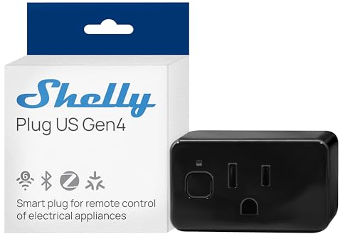 Shelly Smart Plug UL, WiFi, Bluetooth, Zigbee, Matter Outlet with Power Metering, Works with HomeKit, Google Home, Alexa, Home Assistant, Smart Socket, Easy Setup, Remote Control, Plug US Gen4 Black