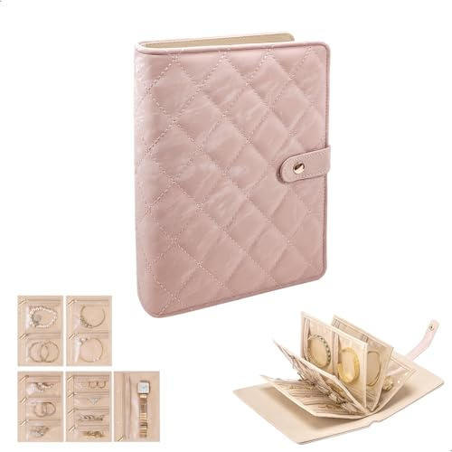 Joyeros Mujer Organizador, Joyero Mujer, Organizador Joyas, Almacenamiento de Partición, Adecuado para Almacenar Collares, Anillos, Pulseras, Pendientes, Clavos, Broches, Juego de Cinco, Rosa