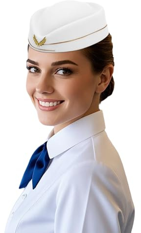 Generisch 2026 Fashion Style Ceremonial Hat Flight Attendant Hat Hotel Receptionist Beret Hat, White, One Size