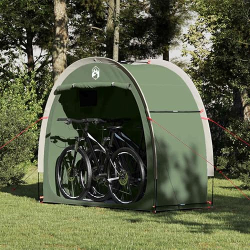 Faucqir Garage de vélo avec toit avec stockage Vert 210 x 90 x 174 cm Tente de camping Tente dôme Tente tunnel Tente de lancer Tente de trekking Tente géodée Abri bivak