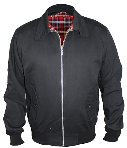Harrington Jacket by SKYTEXUK Classic/Retro/Mod/Scooter, 8 colours, sizes S - 5XL (4XL, Black)
