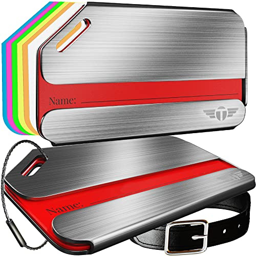 Original Indestructible Luggage Tags for Travel Stand Out with Stainless Steel Privacy Personalized Luggage Tags with Free Smart Bag Tag Recovery Included (Two Pack)
