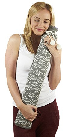 Warmies Extra Long Hot Water Bottle Grey Nordic Knit Snowflake