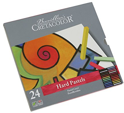 CRETACOLOR Pastellkreiden-Set, 24 Farben, fettfrei, hoch pigmentiert, wasservermalbar, weicher Abstrich, brillantes Farbergebnis