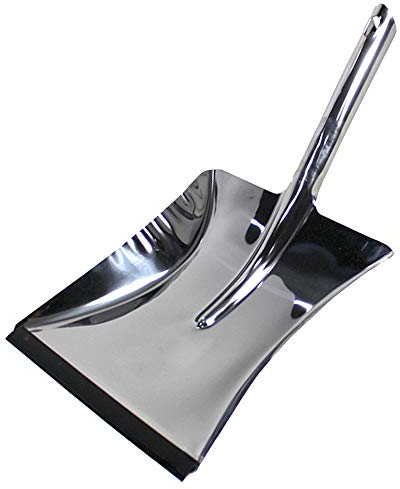 Karl Dahm Kehrschaufel, verchromt I Metall-Kehrschaufel mit Gummilippe I Langlebiges & Robustes Kehrblech ohne Handfeger – 11115