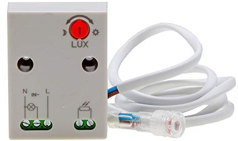 Sensor crepuscular IP65 para interior y exterior 230V - Interruptor crepuscular ideal para LED con luz - Sensor 2300W - ajustable automáticamente
