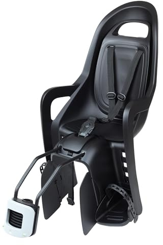 POLISPORT 8406000006 Groovy Maxi FF Kinder-Fahrradsitz Rücksitz – Rahmenmontage, Kinderfahrradsitz, 9 Monate–6 Jahre, Max 22 Kg, Einfache Montage, Schwarz/Dunkelgrau