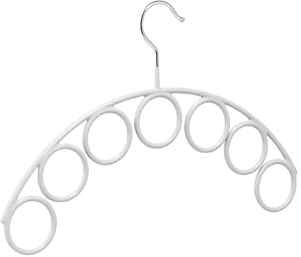 Relaxdays 4X Gruccia per Sciarpe, Metallo e Gomma, 7 Anelli Appendi Scialli, Foulard, Antiscivolo, Ø 5 cm, Grigio Chiaro