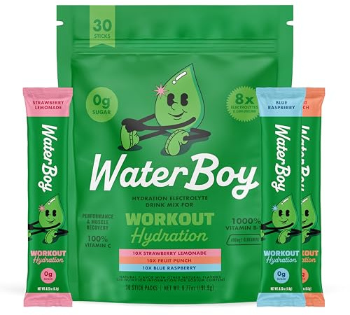 Waterboy Workout Hydration, Variety Pack, Sugar Free Electrolytes 30ct