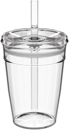 KeepCup Cold Cup - Clear Plastic, Reusable Ice Coffee Cup with Lid and Straw - Medium 12oz (340ml)