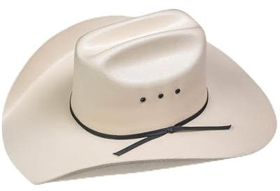 Lone Star Hats – Western Straw Cowboy Hut aus 100% Canvas mit schwarzem Hutband – Fester Westernhut für Herren und Damen mit beidseitigen Lüftungslöchern – Original USA Strohhut (Größe 61 | Creme)