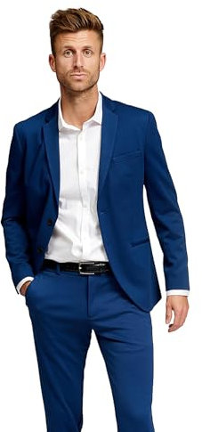Performance Blazer Herren Blau (Größe 52) – Stylischer Slim Fit Herren Stretch Sakko – Stretch Anzugjacke – Bequemer, praktischer Zwei Knopf Sakko für Business & Freizeit