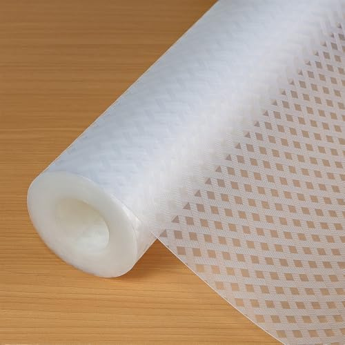 Hersvin Kökslådor, 50 cm x 500 cm, skåpunderlägg, hyllmattor, halkfria, icke-självhäftande, oljesäker, vattentätt, EVA-plastskydd, kylskåpshyllor, foder (klar, korsad ränder)