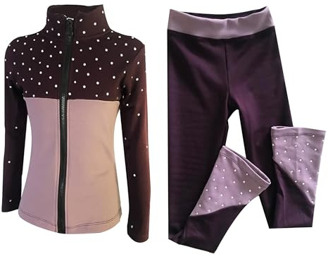 LIUHUO Figure Skating Jackets Pants Girls Purple Fleece Rhinestone Ice Skate Training Wear