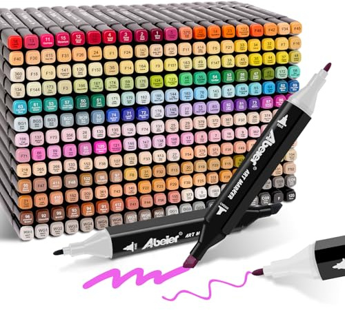 ABEIER Pennarello con Alcool, Kit di 262 Pennarelli con Alcool a Doppia Punta Permanenti, Set di Pennarelli da Disegno per Adulti, Pittura, Twinmarkers Creativi per Principianti, Graffiti, Arte