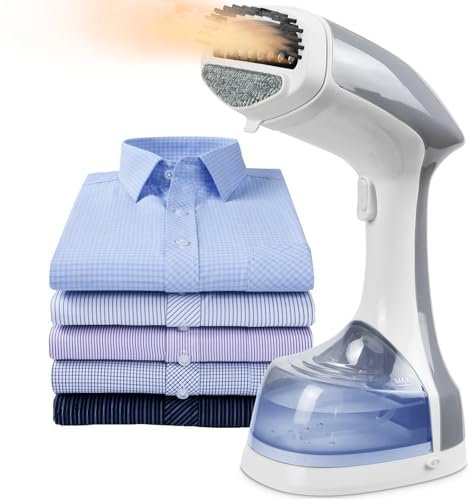 SHYOSUCCE Dampfglätter 1500W, 16-24g/min Tragbarer Steamer, Kompakt Dampfbürste, Faltenentferner mit 250ml Wassertank,1.7m kabel für Zuhause, Büro, Reisen (Weiß+Grau)