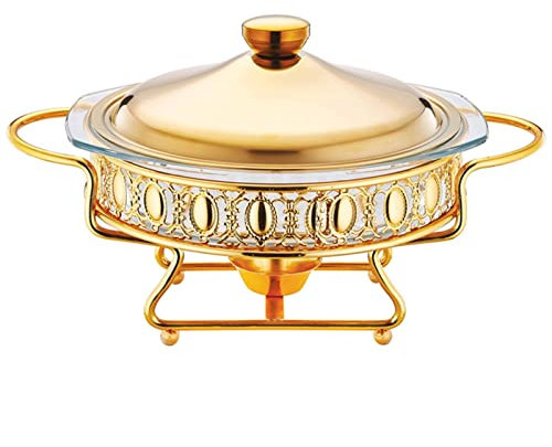 Chef Chafing Disk Bufféset Buffévärmare i rostfritt stål Catering Buffé Mini Hot Pot Utomhus Picknick Hushållsguld