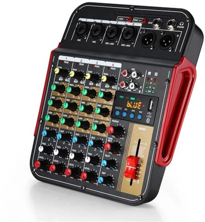 DJ-kontroller, 6-kanals mixerkonsol Ljudmixer Utomhuskonferensljud USB Bluetooth-kompatibel Reverb Ljudprocessor Ljudkort