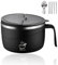EOAMGO 1200ml Noodle Bowl with Spoon Chopsticks, Rapid Ramen Bowl Set with Filterable Lid, 304 Stainless Steel Instant Soup Bowl with Handles for Dorm Home Office (Black)