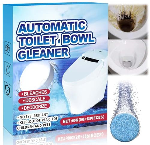 12PCS Toilet Bowl Cleaner Tablets - Heavy Duty Toilet Descaler, Limescale Remover Toilet Bowl Cleaner, Strong Stain Remover, Freshens and Cleans Toilet
