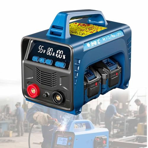YXZQLOZ Cordless Welder, LED Display, MMA ARC 160A Battery Powered Welder (with 2 Batteries), Digital IGBT Inverter Stick Welder, Hot Start Portable Stick/Flux Cored Welder