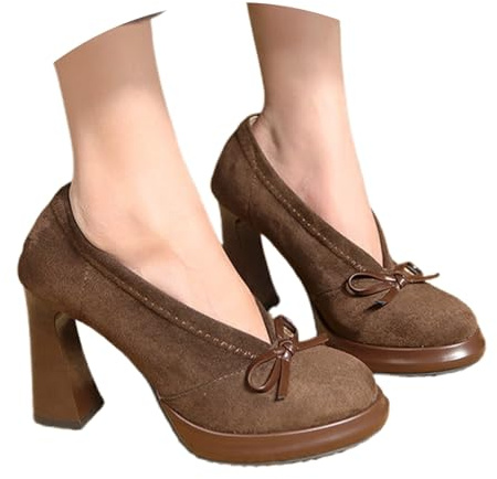 Zapatos de mujer con pies anchos, elegantes, zapatos de tacón para boda, zapatos de baile, cómodos, zapatos de mujer, zapatos de tacón alto, para traje tradicional tirolés, marrón, 40 EU