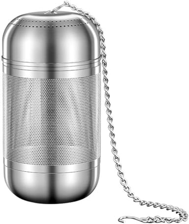 per spezie - Filtro per condimento a maglia fine in acciaio, colino da tè riutilizzabile, pinza di bloccaggio stretta con gancio per catena, ideale per tè in foglie, infu