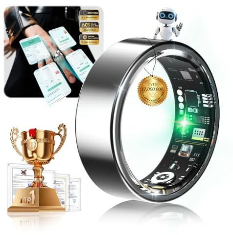 XSWCCJJ 2026 New 6.0 Smart Rings and Charging Case【Industry First – 0 Measurement Error】【IP68 Waterproof】 Smart Rings Women & Men for Sleep Tracking Wearable Device, SpO2, Fitness Silber 8#