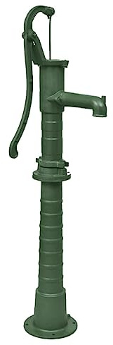 GeenYuu Pompa a manovella in ghisa con supporto verde, altezza 131 cm, pompa dell'acqua per fontane e giardino, altezza massima di aspirazione 8 metri, adatta come pompa per cisterna e pompa per pozzi