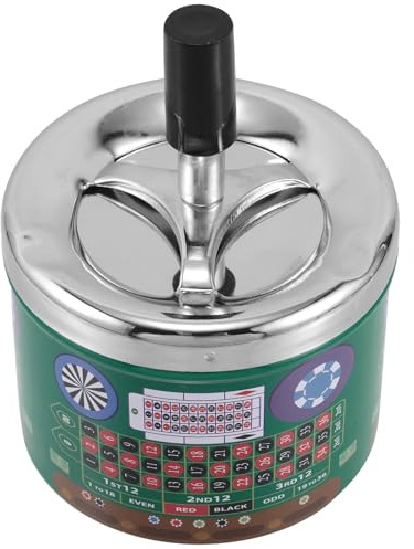 COLLBATH Cendrier Rotatif en Fer et Fonction D'extinction avec Couvercle Poussoir Design Élégant Accessoire Pratique pour Intérieur et Extérieur pour Hommes