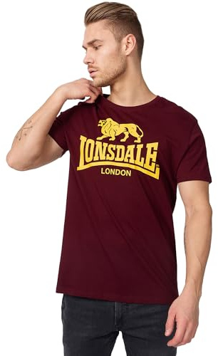 Lonsdale London Logo Hombre Camiseta Negro Regular | Camiseta de ropa de calle, camiseta informal de algodón peinado, camiseta ligera y cómoda para deporte y el día a día
