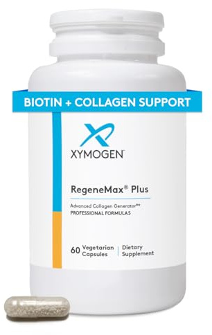 XYMOGEN RegeneMax Plus - Advanced Collagen Supplements with Biotin & Clinically Tested ch-OSA - Supports Skin, Hair, Nails & Bone Health - Collagen for Women & Men (60 Capsules)