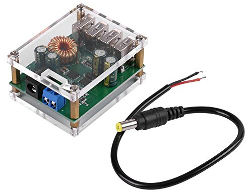 DC-DC Step Down Power Supply Converter 7-60V Input to 5V Output 5A Voltage Regulator Board Module Transformer with 4 USB Ports for Multiple Devices Charging