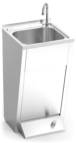 Lioninox Lave-Mains INOX sur Pied avec 1 Poussoir 450x450x850 mm 450x450x850 mm