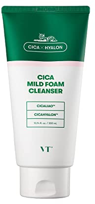 VT COSMETICS CICA Foam Cleanser Face Cleanser, 10.1 fl oz (300 ml), Centella Asiatica, Korean Skincare, Suitable For All Skin Types