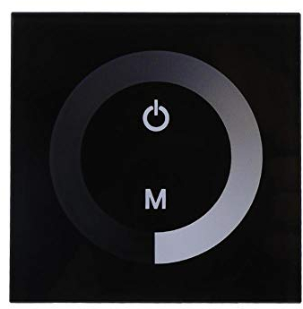 YUMILI Interruptor De Luz Táctil,Regulador E Interruptor De Luz Táctil,Controlador De Interruptor De Pared Panel Táctil De Un Solo Color Para Tiras De Luz LED Dc 12v-24v (Negro)
