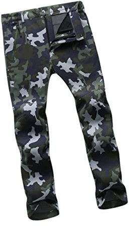 CALLARON Herbst-Winter Outdoor-Hose Für Und Winddicht Fleece Gefüttert Laufen Wandern Und Sport Camouflage Grün