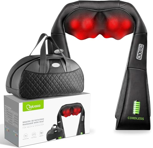 cotsoco Neck Massager with Heat, Fathers Day Gift, Shiatsu Cordless Shoulder Massager, Neck and Back Massagers, Deep Tissue 3D Kneading Neck Massage for Muscle Pain Relief, Gift for Women Men