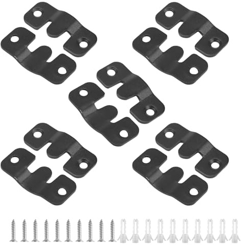 Luomorgo 10 Pack Small Black Flush Mount Bracket, 44x19mm (1-3/4 x 3/4 inch) Z-Clips, Heavy Duty Picture Hangers Interlocking Photo Frame Hook for Hanging Headboards, Display Wall Mount Hardware
