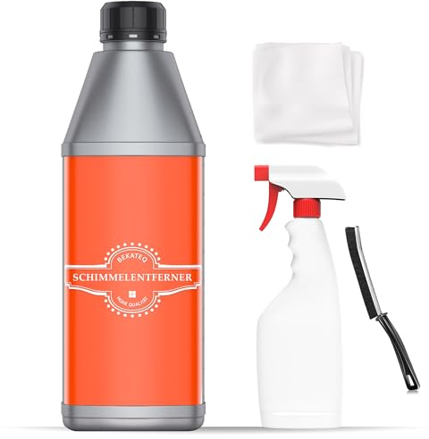 Schimmelentferner Set für Wand, Bad, Fugen - 1l Schimmelreiniger + Tuch + Fugenreiniger + Sprühflasche - Anti Schimmel Reiniger, Schimmelstop, Schimmelmittel säure & chlorfrei - BEKATEQ BE-780