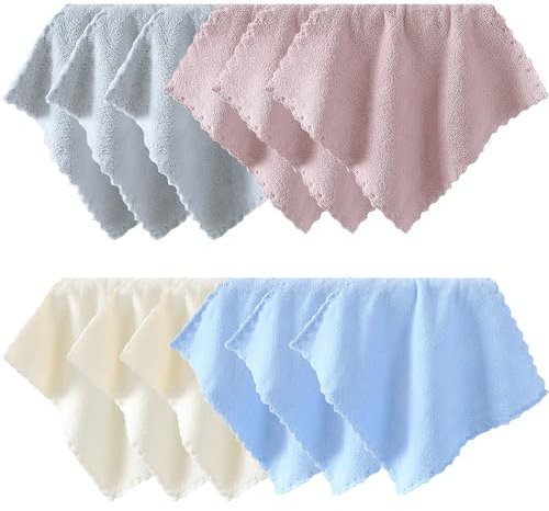 ZEACCT 12 Stück Babyhandtücher, Baby-Gesichtshandtücher, Bunte Korallenvlies-Handtücher, Babywaschlappen aus Korallenfleece, für Neugeborene, Säuglinge und Kleinkinder