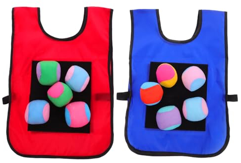 UPKOCH 2St Klebewesten Wurfspiel Kinder - VöLkerball Spielset Mit 2 Sticky Westen Und 10 KlettbäLlen - Klettballspiel FüR Indoor Und Outdoor Spaß