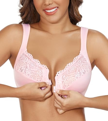 DotVol Femme Soutien-Gorge Grande Taille Minimiseur réducteur Non rembourré Bra Confortable Rose éclair 105D