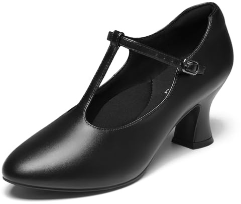 YESSA Black T-Strap Character Shoes for Women Dance Shoes 1920s Flapper Shoes for Ballroom Latin Salsa Folklorico Flamenco Tango Swing 10
