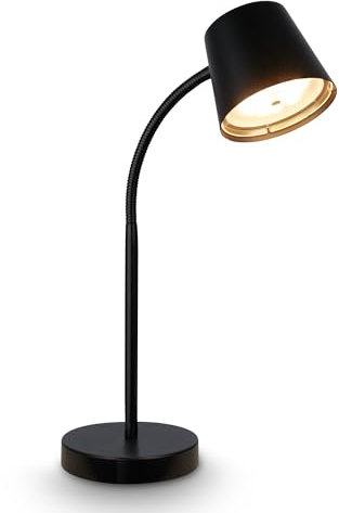 BRILONER - LED Tischlampe kabellos mit Touch, schwenkbar, drehbar, Akku & Lichtquelle tauschbar, Nachttischlampe, Leselampe, Schreibtischlampe, Tischleuchte, Akku Lampe, Home Office, 38,5cm, Schwarz