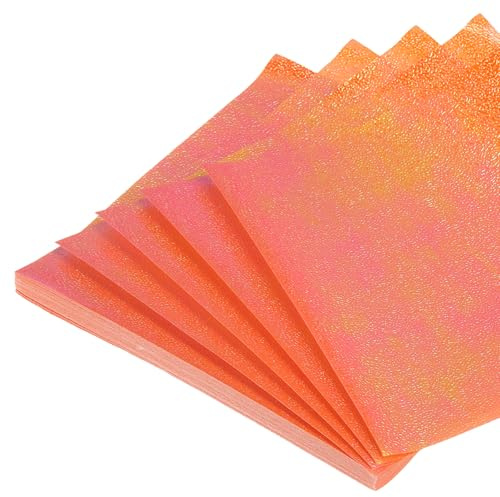 sourcing map Lot de 50 feuilles de papier origami à paillettes - 15 x 15 cm - Papier irisé brillant pour loisirs créatifs, décoration artisanale - Orange