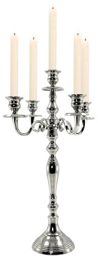 Élégant bougeoir à 5 bras en argent de 52 cm – Bougeoir décoratif luxueux en argent pour mariages, dîners, décoration d'intérieur et occasions spéciales